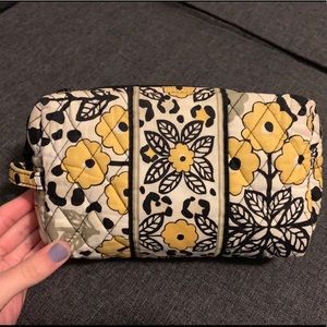 Vera Bradley yellow/floral lined makeup bag